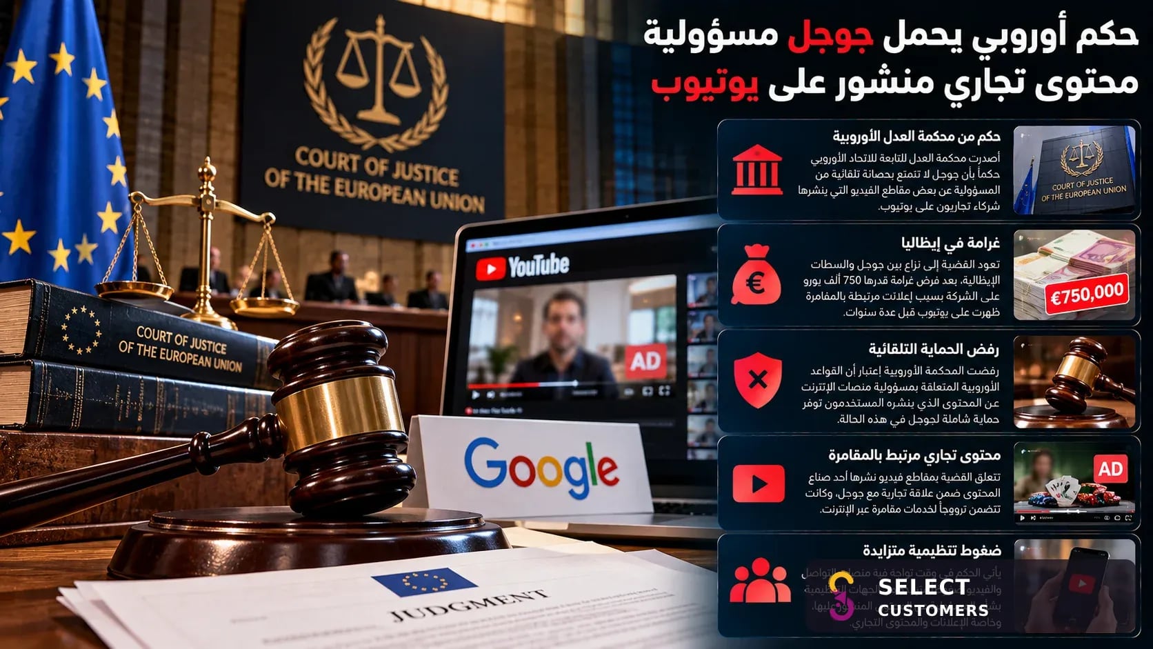 A European ruling holds Google responsible for commercial content published on YouTube