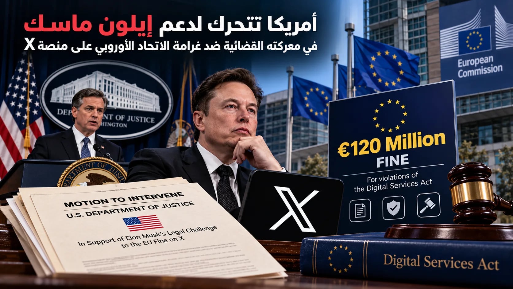 أمريكا تتحرك لدعم إيلون ماسك في معركته القضائية ضد غرامة الاتحاد الأوروبي على منصة X