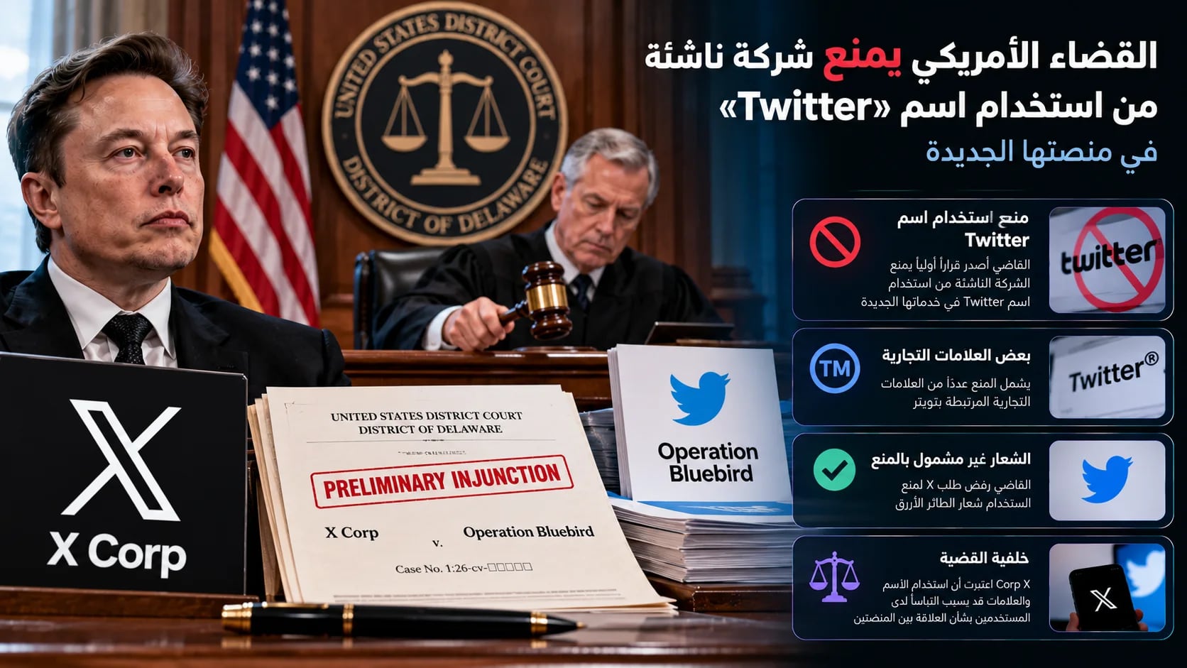 القضاء الأمريكي يمنع شركة ناشئة من استخدام اسم «Twitter» في منصتها الجديدة