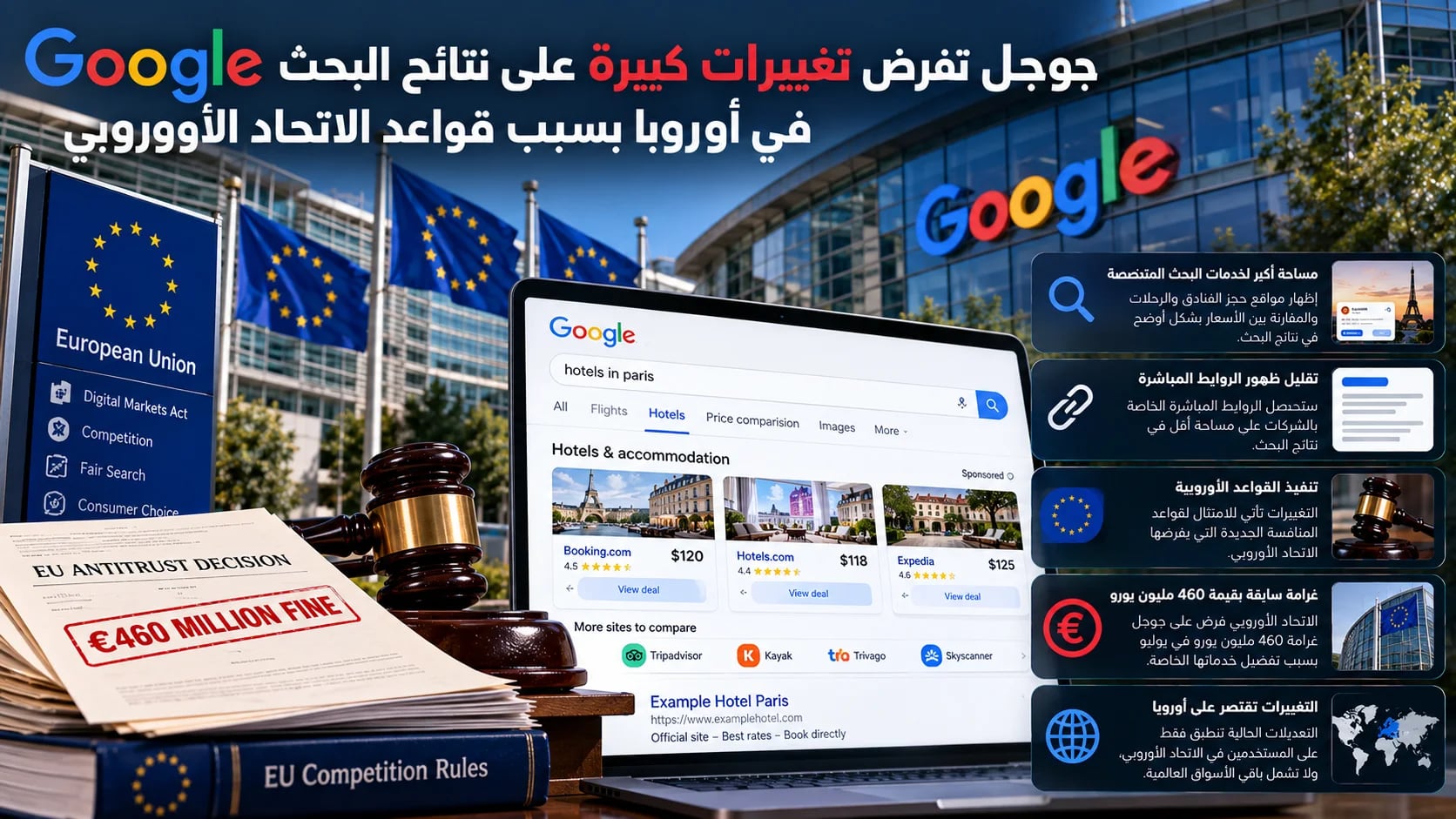 جوجل تفرض تغييرات كبيرة على نتائج البحث في أوروبا بسبب قواعد الاتحاد الأوروبي