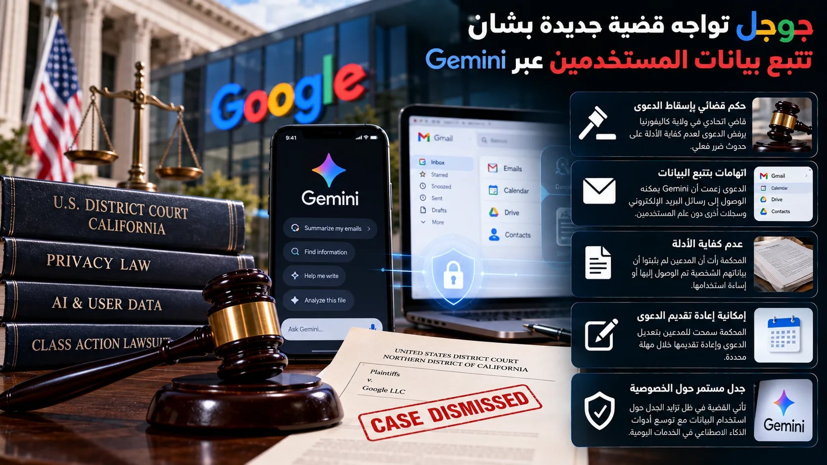 جوجل تواجه قضية جديدة بشأن تتبع بيانات المستخدمين عبر Gemini