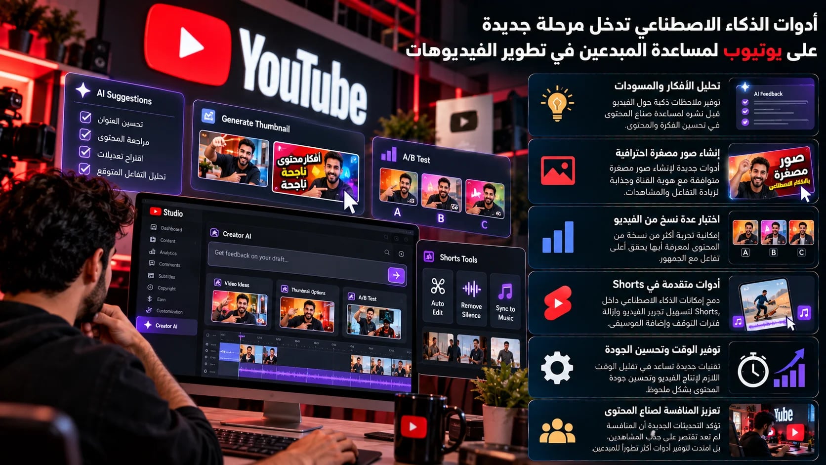 أدوات الذكاء الاصطناعي تدخل مرحلة جديدة على يوتيوب لمساعدة المبدعين في تطوير الفيديوهات