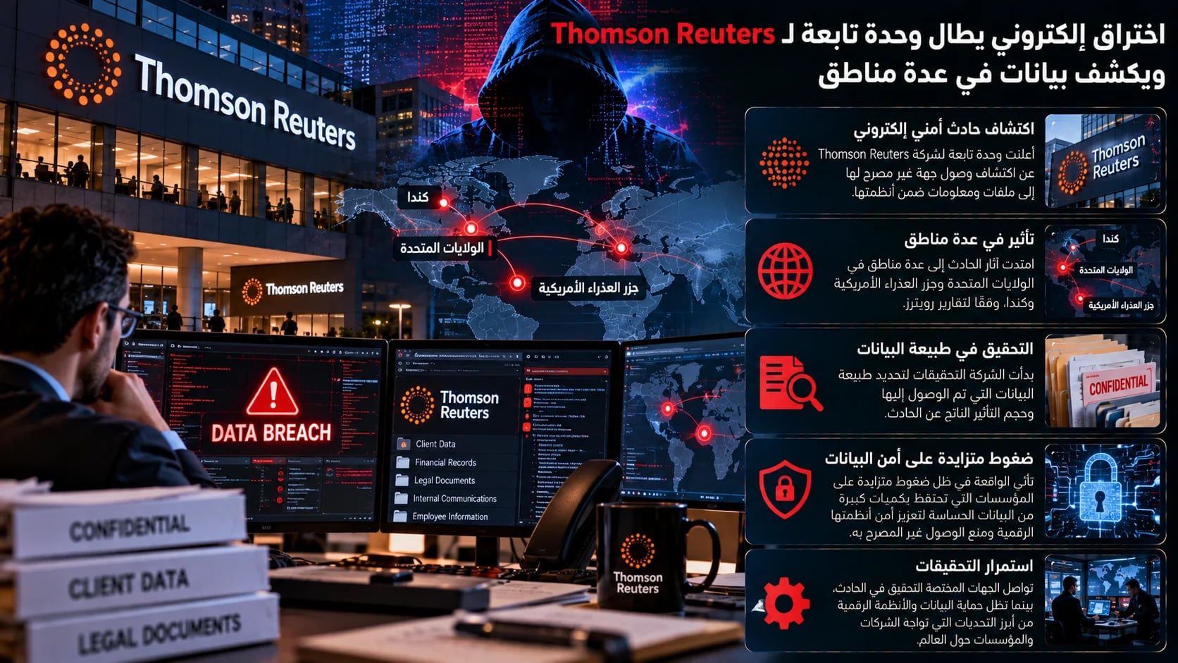 اختراق إلكتروني يطال وحدة تابعة لـ Thomson Reuters ويكشف بيانات في عدة مناطق