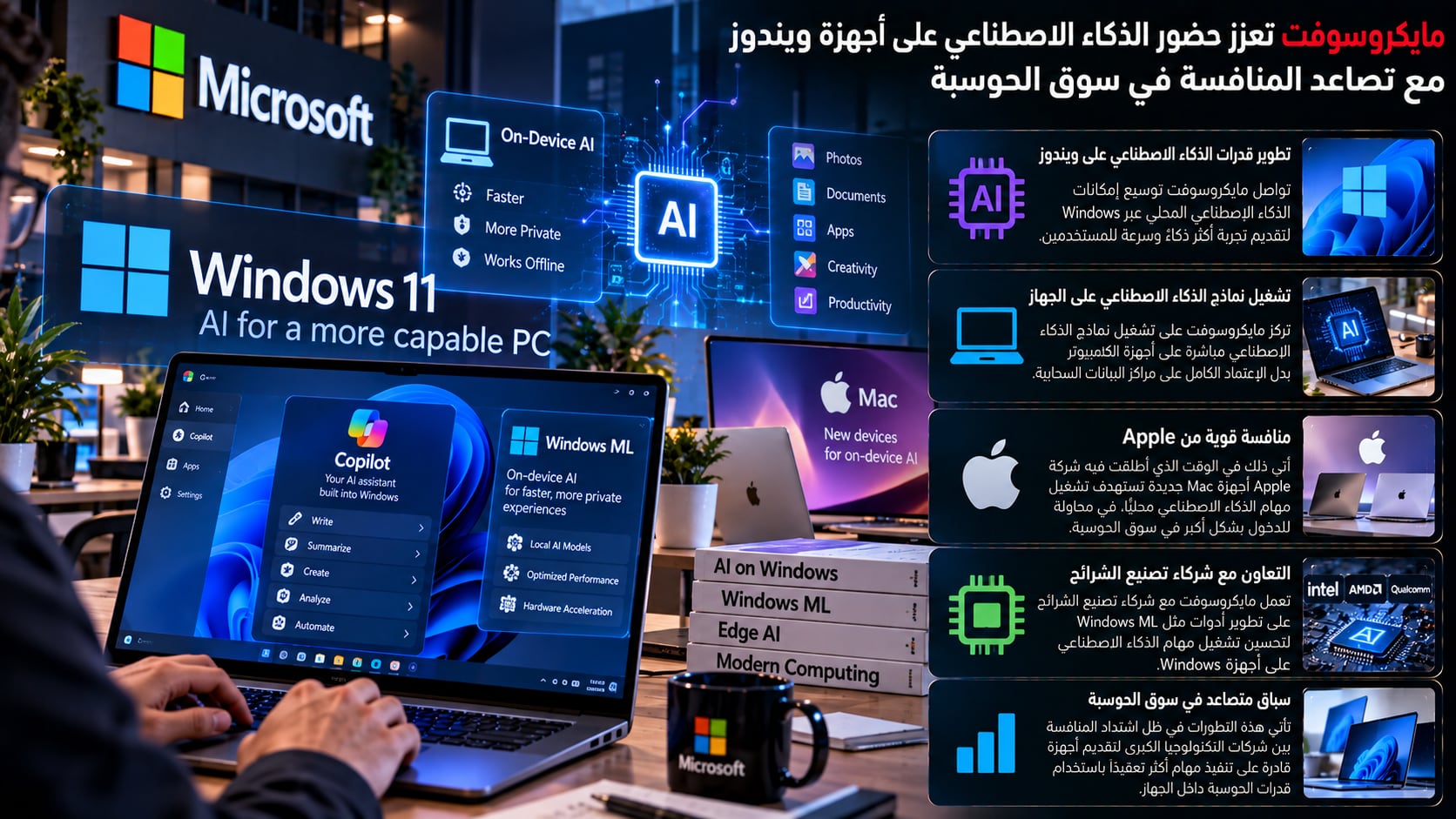 مايكروسوفت تعزز حضور الذكاء الاصطناعي على أجهزة ويندوز مع تصاعد المنافسة في سوق الحوسبة