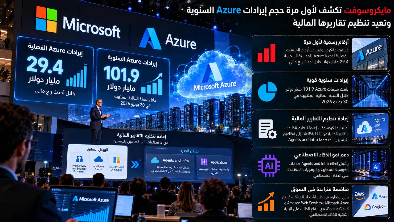 مايكروسوفت تكشف لأول مرة حجم إيرادات Azure السنوية وتعيد تنظيم تقاريرها المالية